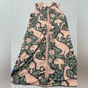 Totbasic Baby Sleep Sack Gray with Green Leaves and Peach Dinosaur’s  

Size M